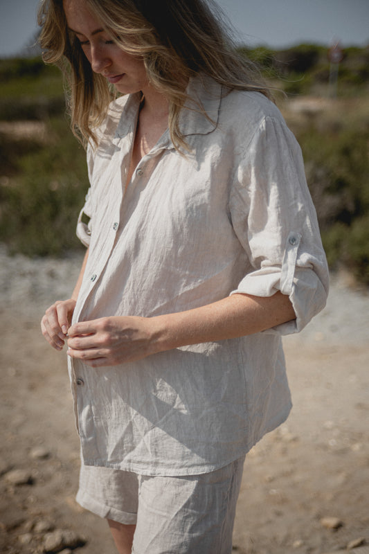 CAMISA LINO BEIGE