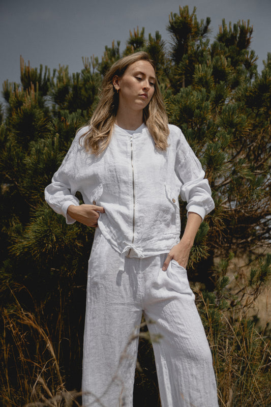 CHAQUETA BOMBER LINO BLANCO