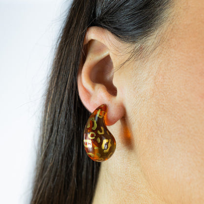 PENDIENTES ANIMAL PRINT EN FORMA DE GOTA