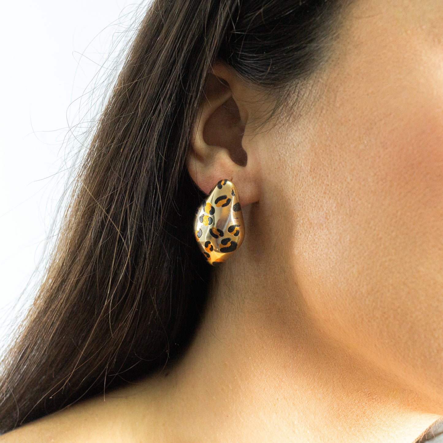 PENDIENTES EFECTO ESPEJO ANIMAL PRINT