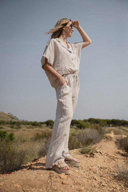 PANTALON LINO BEIGE