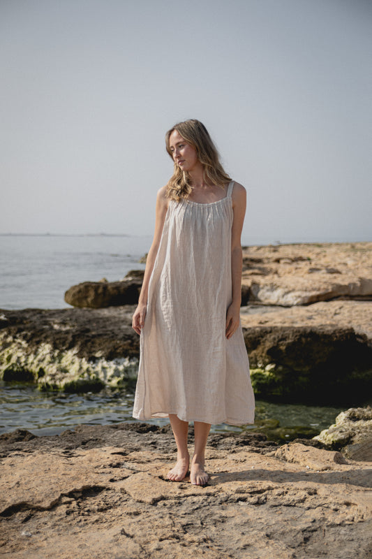 VESTIDO LINO BEIGE